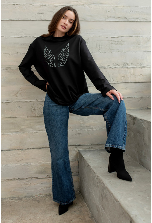Черный лонгслив крылья — 402312. Maritel. Изображенние 5 Черный лонгслив крылья — 402312. Maritel. Изображенние 5