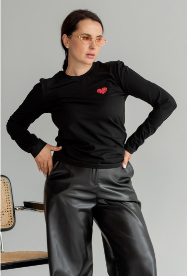 Чорний лонгслів з серцем. Maritel. Зображення 5