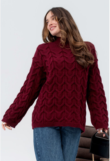 Бордовий в'язаний светр коса. Maritel. Зображення 2