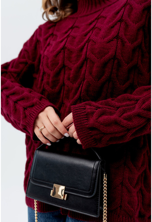 Бордовый вязаный свитер коса — 114159. Maritel. Изображенние 5 Бордовый вязаный свитер коса — 114159. Maritel. Изображенние 5