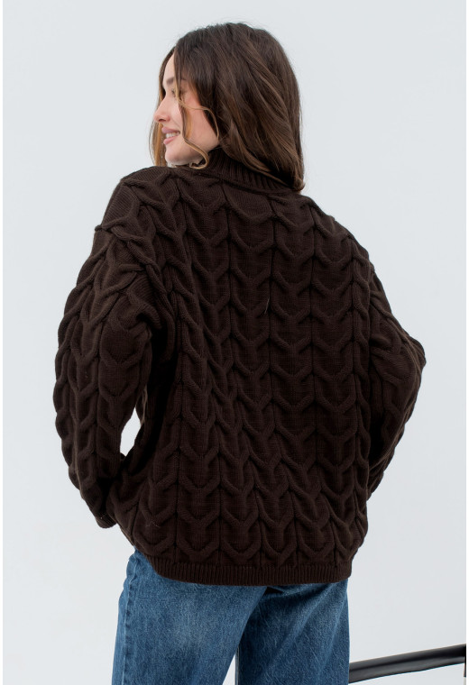Шоколадный вязаный свитер коса — 739904. Maritel. Изображенние 1 Шоколадный вязаный свитер коса — 739904. Maritel. Изображенние 1