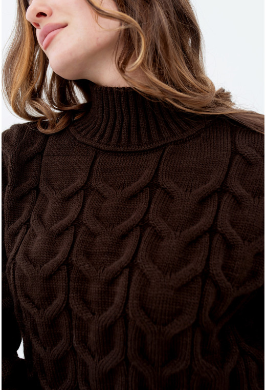 Шоколадный вязаный свитер коса — 739904. Maritel. Изображенние 3 Шоколадный вязаный свитер коса — 739904. Maritel. Изображенние 3