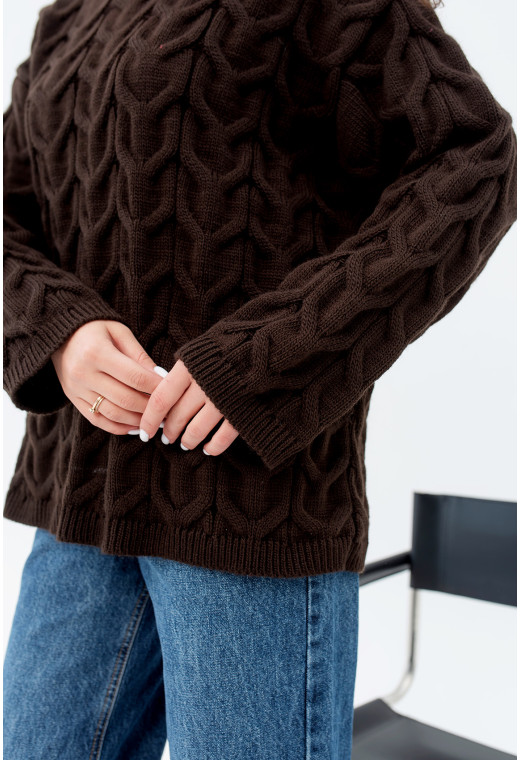 Шоколадный вязаный свитер коса — 739904. Maritel. Изображенние 4 Шоколадный вязаный свитер коса — 739904. Maritel. Изображенние 4