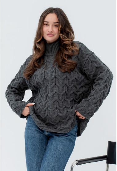 Графітовий в'язаний светр коса. Maritel. Зображення 2