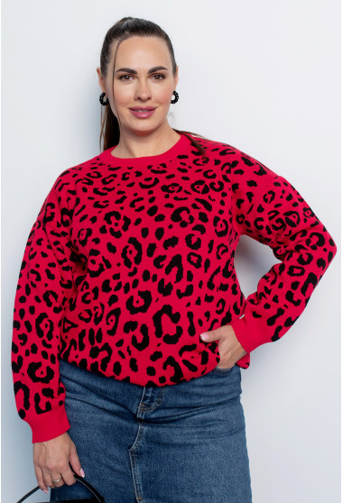 Светр в'язаний червоний леопард. Maritel. Зображення 1