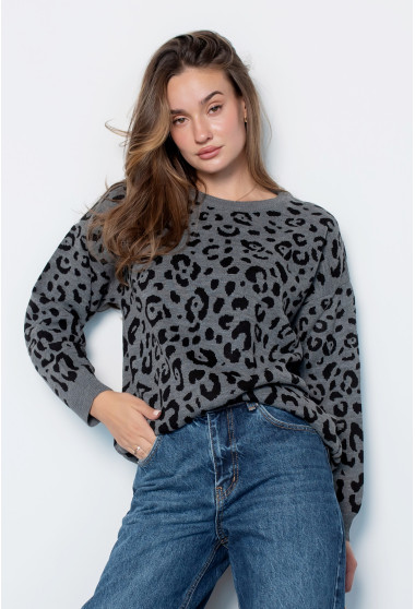 Светр в'язаний сірий леопард. Maritel. Зображення 12