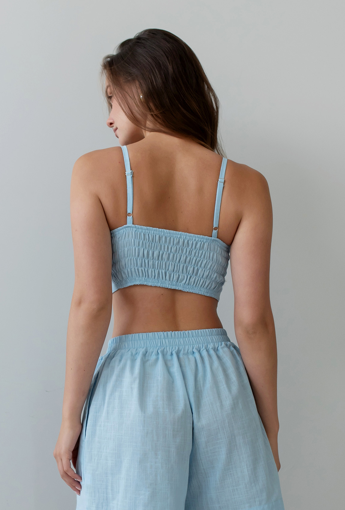 Голубой льняной топ —  122906. Maritel. Изображенние 4