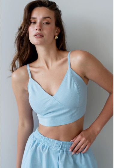 Блакитний лляний топ. Maritel. Зображення 11