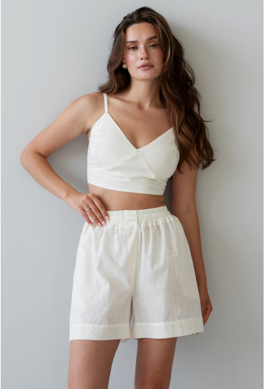 Молочний лляний топ. Maritel. Зображення 12