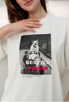 Молочна оверсайз футболка Besties power. Maritel. Зображення 3 Молочна оверсайз футболка Besties power. Maritel. Зображення 3