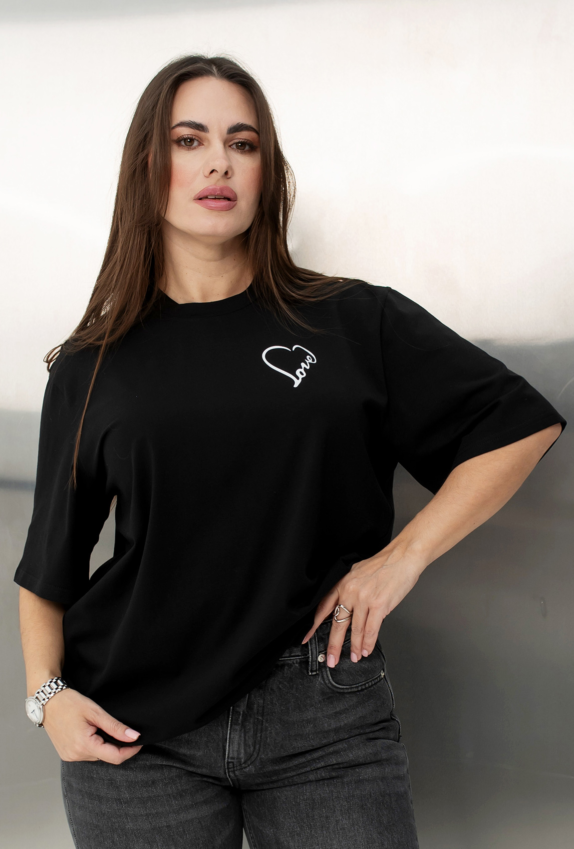 Черная футболка Love с сердцем —  458722. Maritel. Изображенние 3