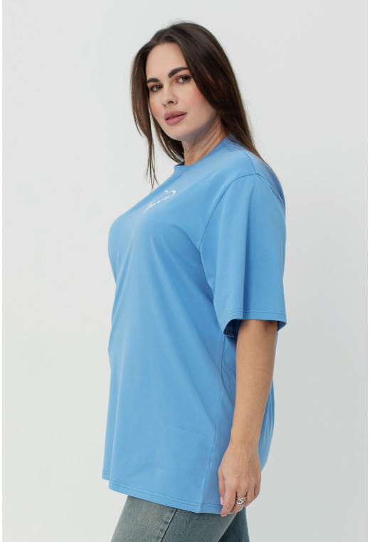 Блакитна футболка Love з серцем — 377099. Maritel. Зображення 1 Блакитна футболка Love з серцем — 377099. Maritel. Зображення 1