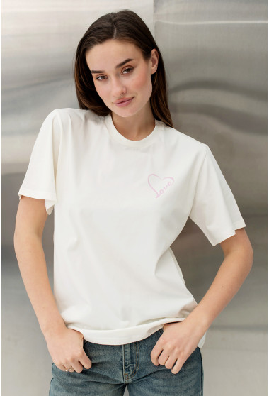 Молочная футболка Love с сердцем. Maritel. Изображенние 11