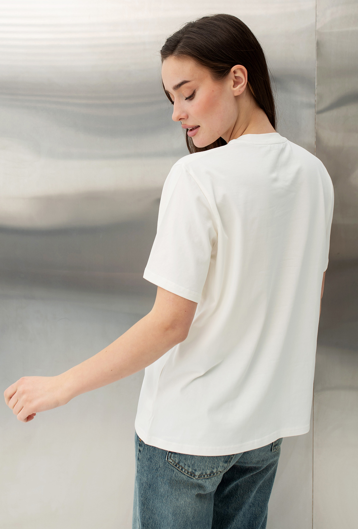 Молочная футболка Love с сердцем —  143147. Maritel. Изображенние 1 Молочная футболка Love с сердцем —  143147. Maritel. Изображенние 1