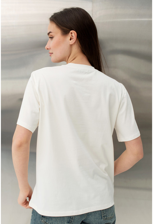 Молочна футболка Love з серцем — 143147 . Maritel. Зображення 2 Молочна футболка Love з серцем — 143147 . Maritel. Зображення 2