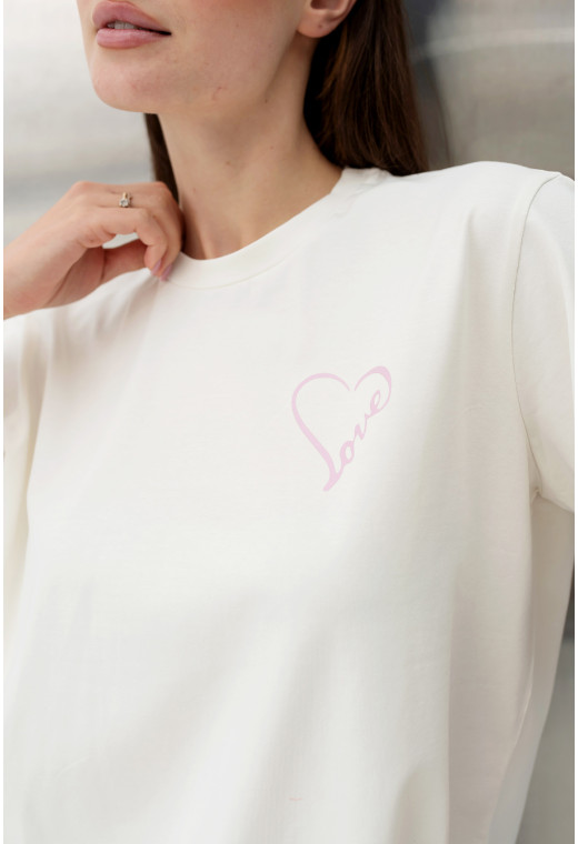 Молочна футболка Love з серцем — 143147 . Maritel. Зображення 3 Молочна футболка Love з серцем — 143147 . Maritel. Зображення 3