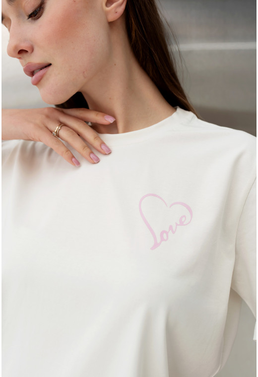 Молочна футболка Love з серцем — 143147 . Maritel. Зображення 4 Молочна футболка Love з серцем — 143147 . Maritel. Зображення 4