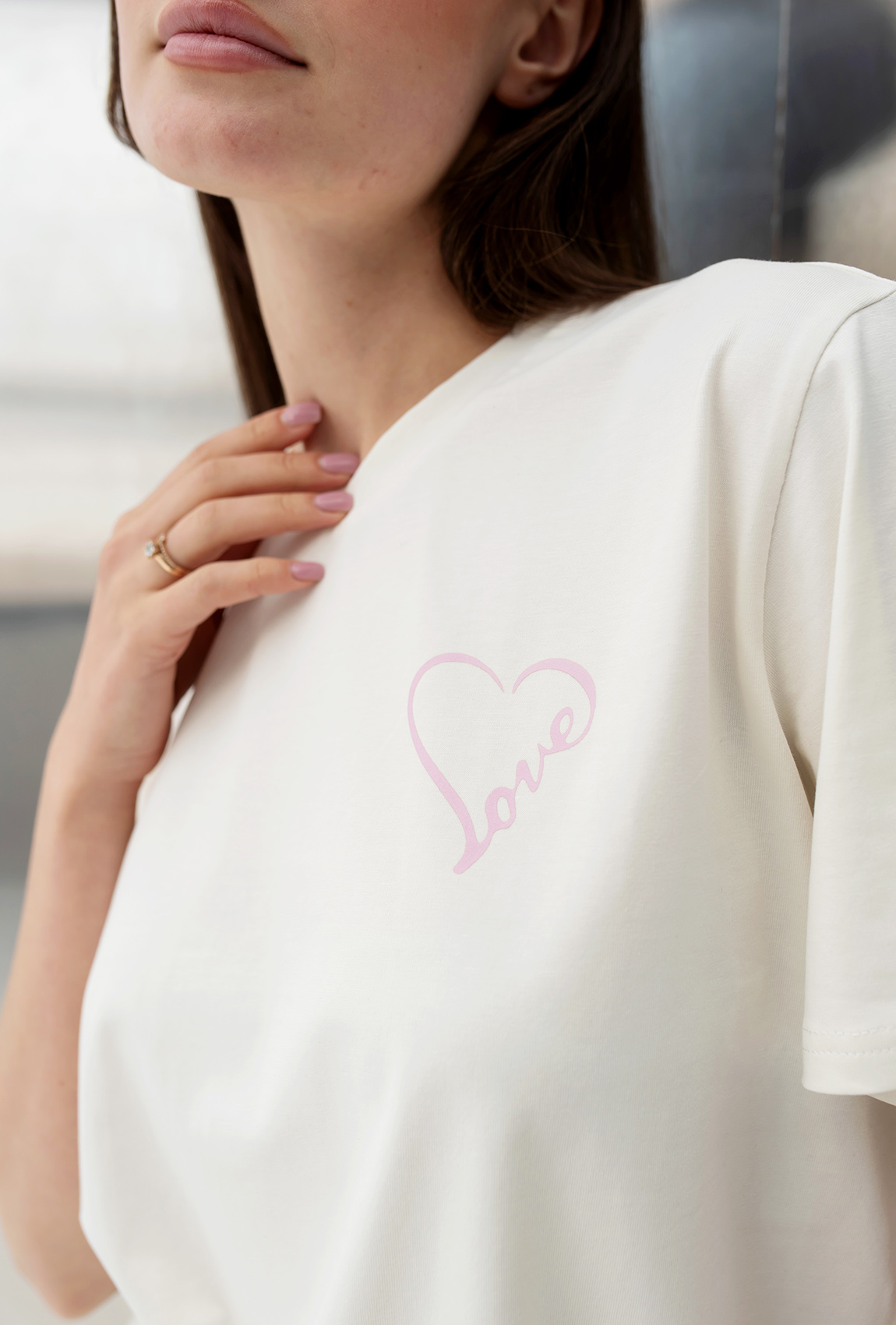 Молочная футболка Love с сердцем —  143147. Maritel. Изображенние 5 Молочная футболка Love с сердцем —  143147. Maritel. Изображенние 5