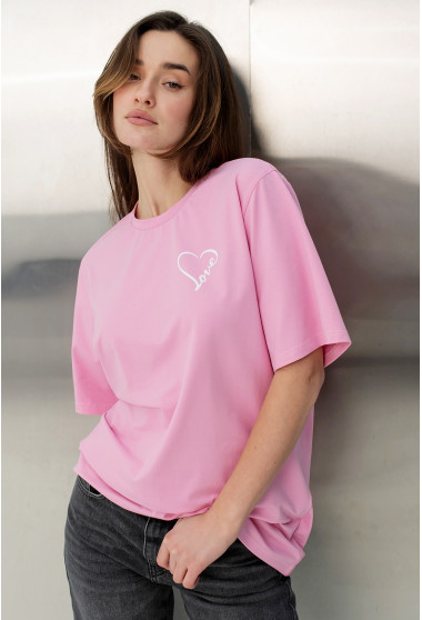 Розовая футболка Love с сердцем. Maritel. Изображенние 3