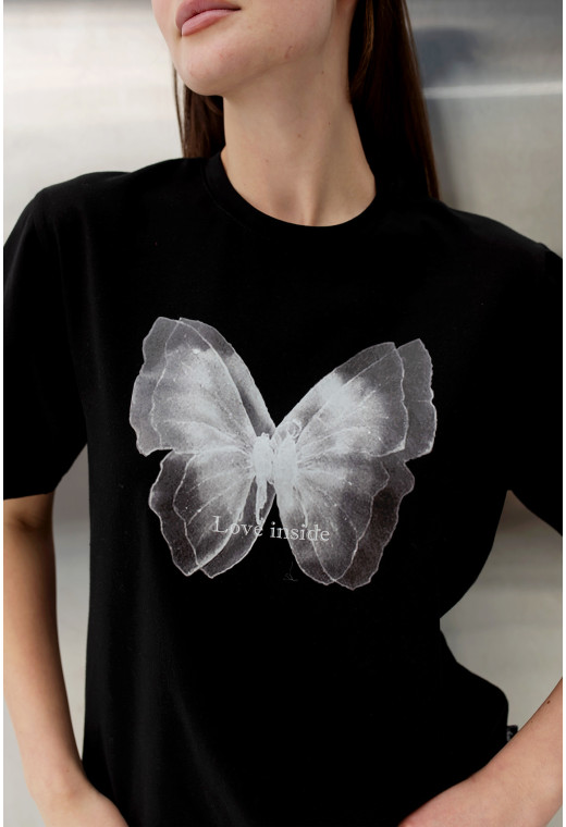 Черная футболка бабочка — 604044. Maritel. Изображенние 3 Черная футболка бабочка — 604044. Maritel. Изображенние 3