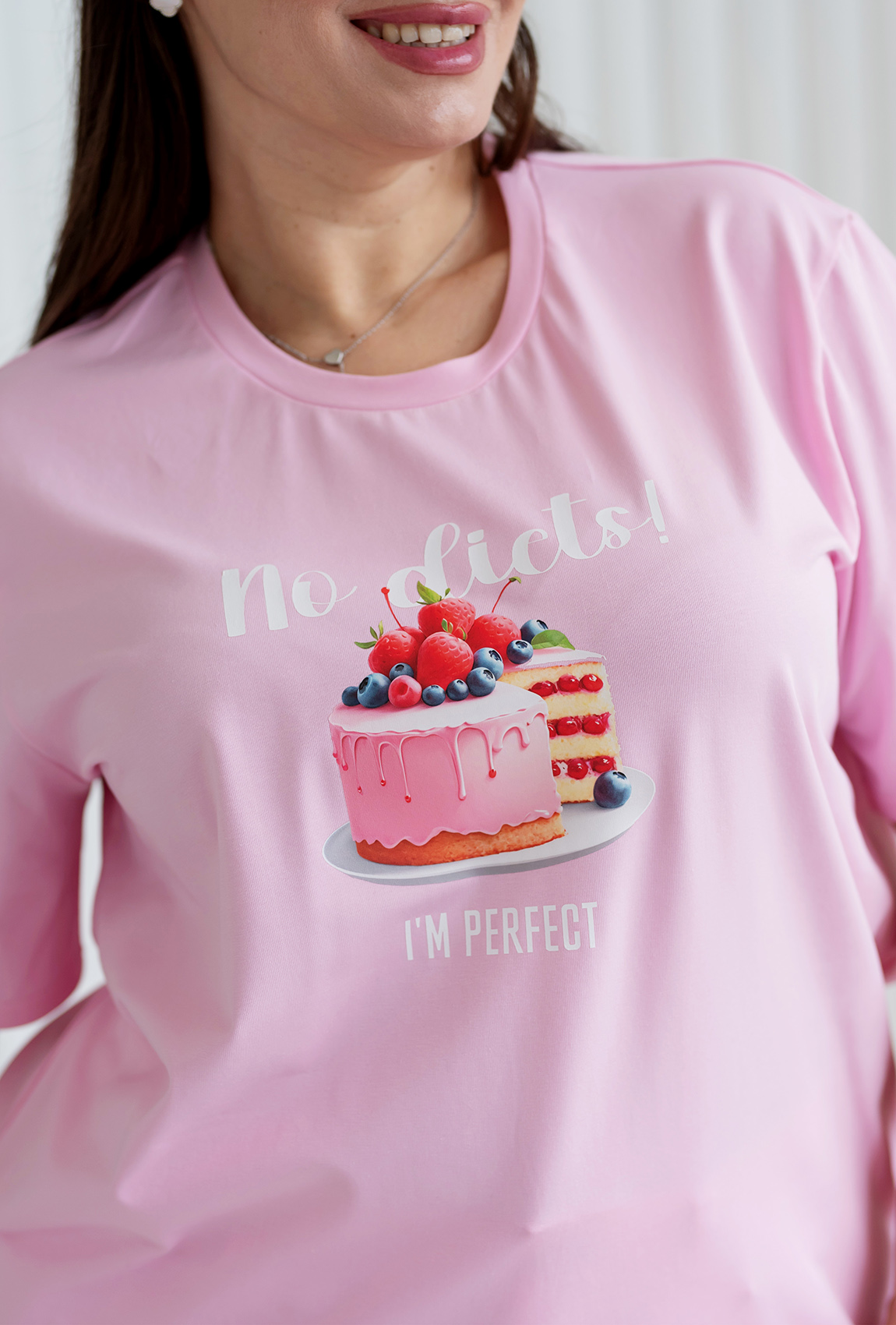 Розовая футболка No diets —  569590. Maritel. Изображенние 3