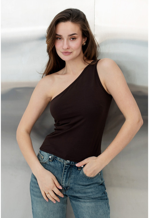 Шоколадная майка на одно плечо — 344479. Maritel. Изображенние 2 Шоколадная майка на одно плечо — 344479. Maritel. Изображенние 2