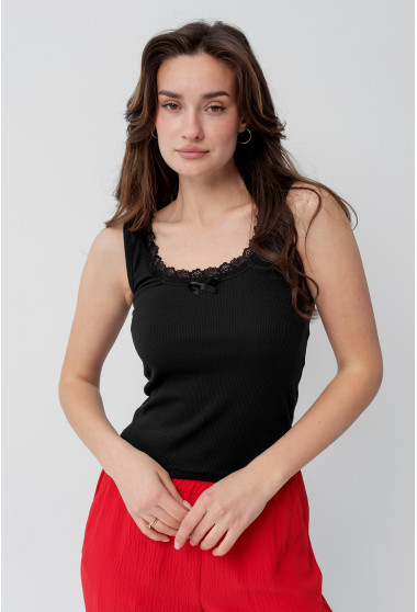 Черная майка с кружевом. Maritel. Изображенние 12