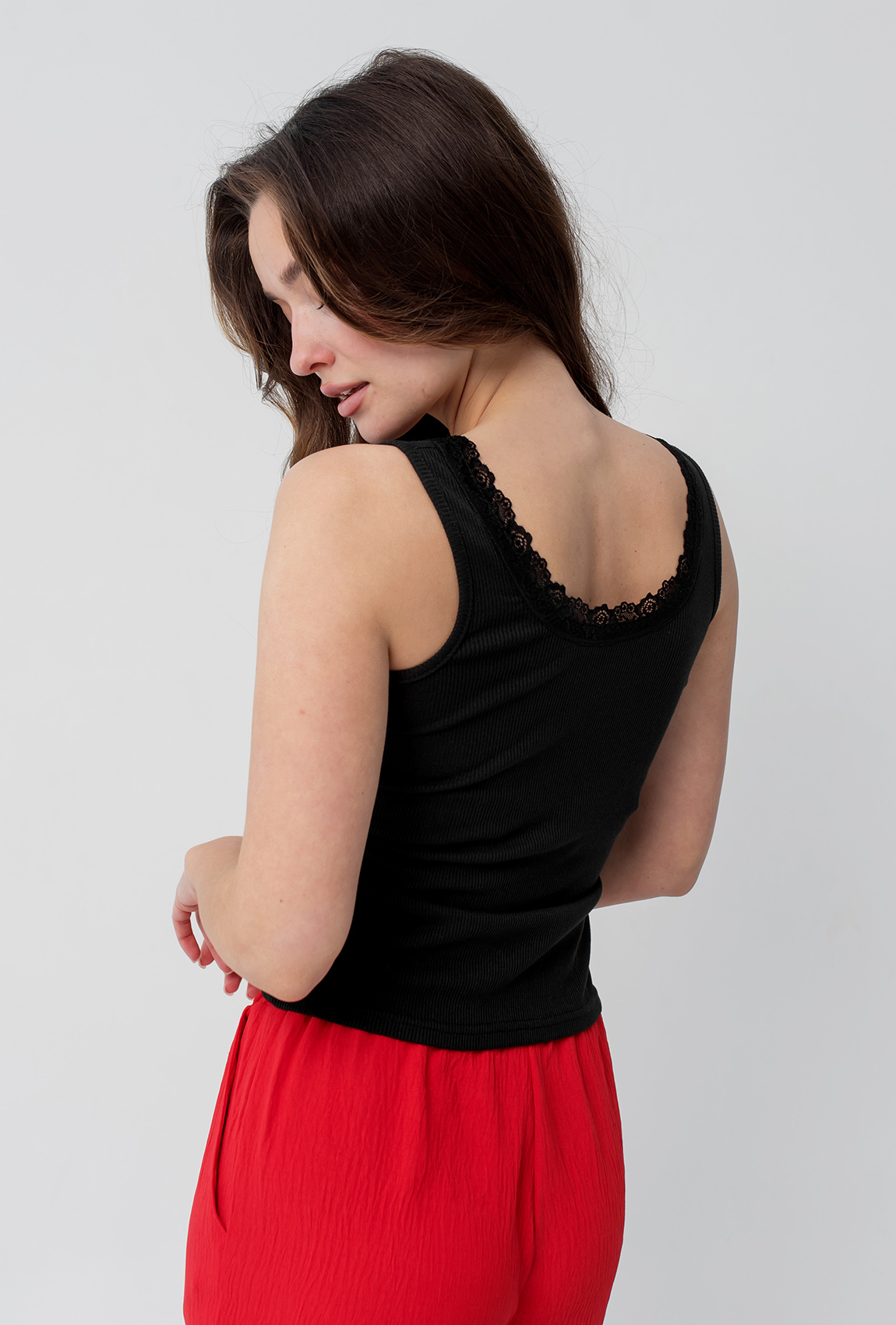 Чорна майка з кружевом —  141654. Maritel. Зображення 1