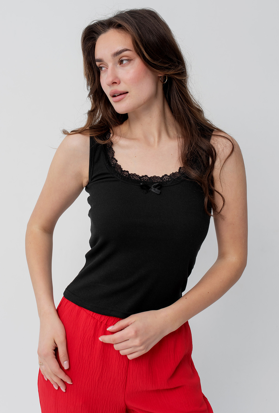 Чорна майка з кружевом —  141654. Maritel. Зображення 3