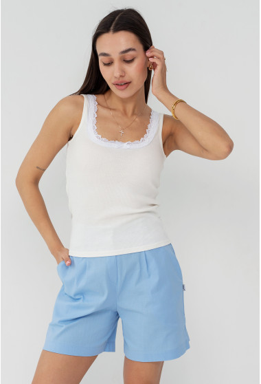 Молочная майка с кружевом. Maritel. Изображенние 7