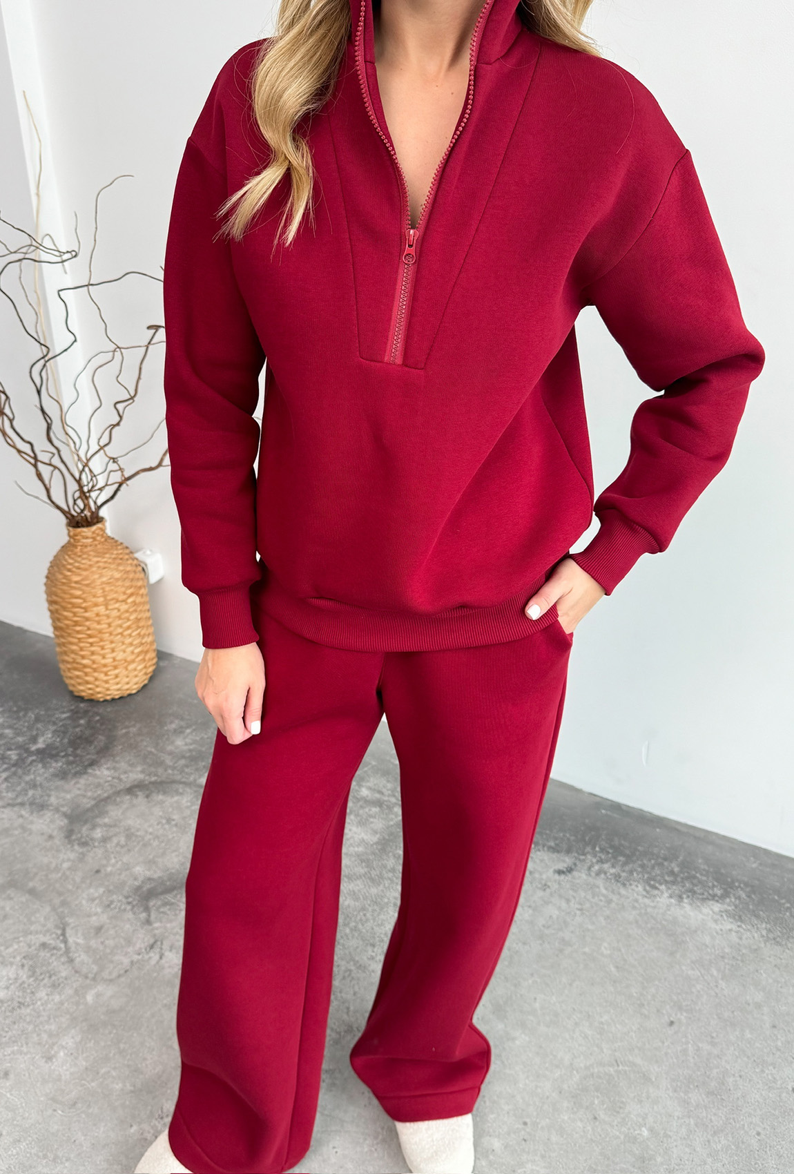 Бордовий костюм футер зі стійкою —  258930. Maritel. Зображення 4