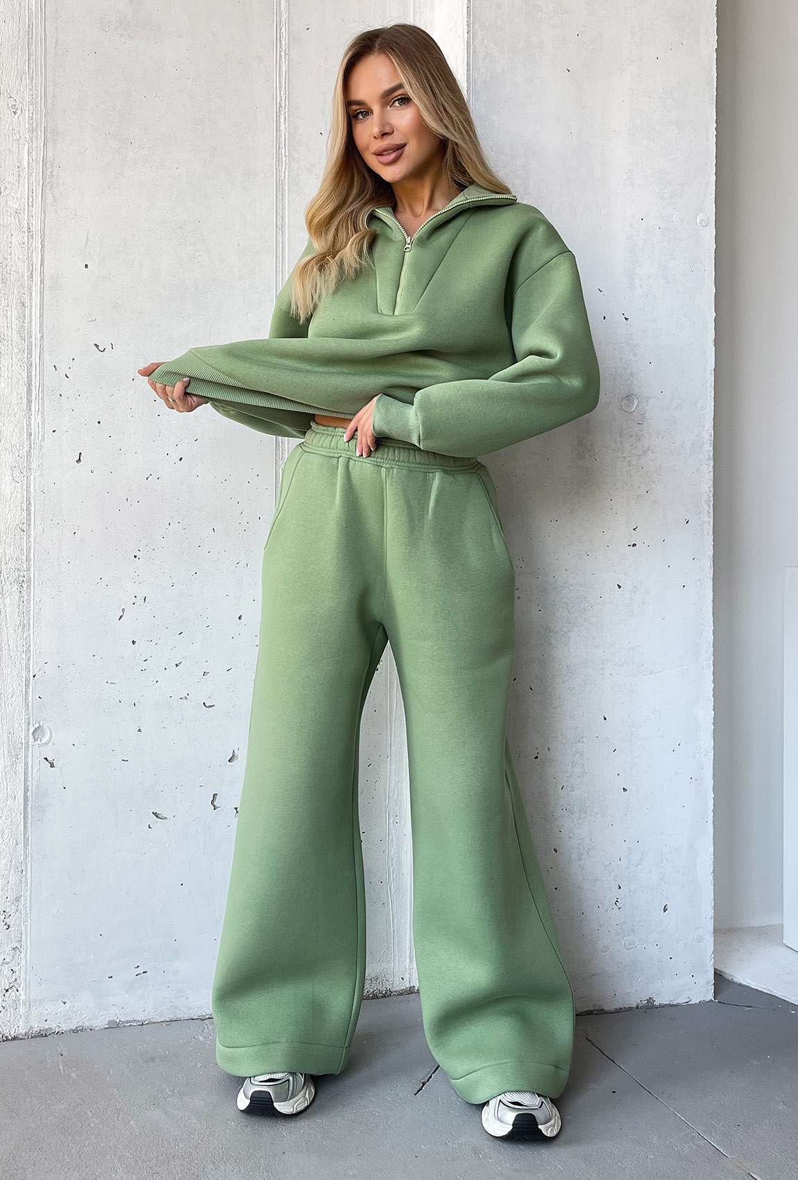 Оливковий костюм футер зі стійкою —  701696. Maritel. Зображення 5