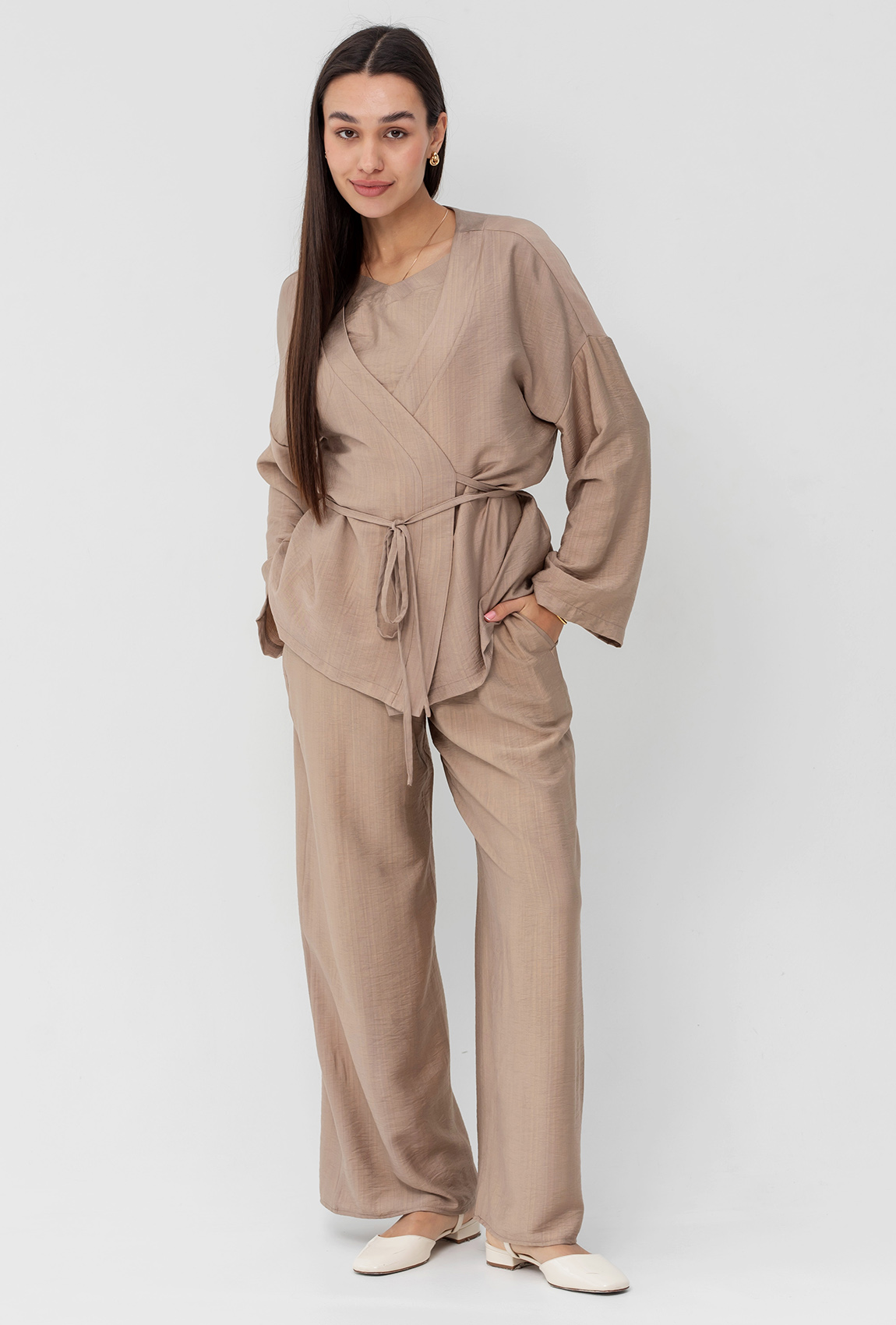 Бежевый костюм кимоно тройка —  517495. Maritel