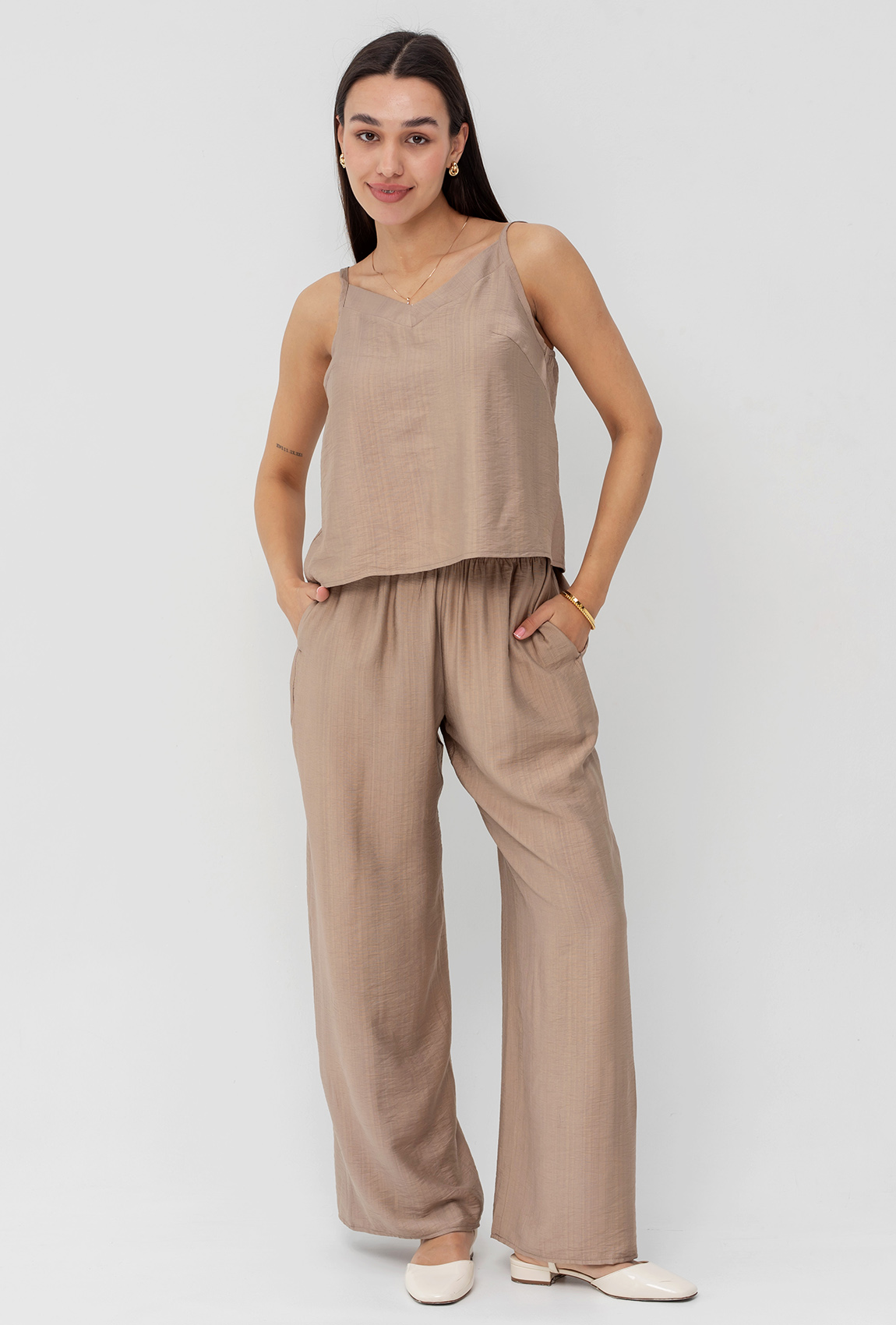 Бежевый костюм кимоно тройка —  517495. Maritel. Изображенние 5