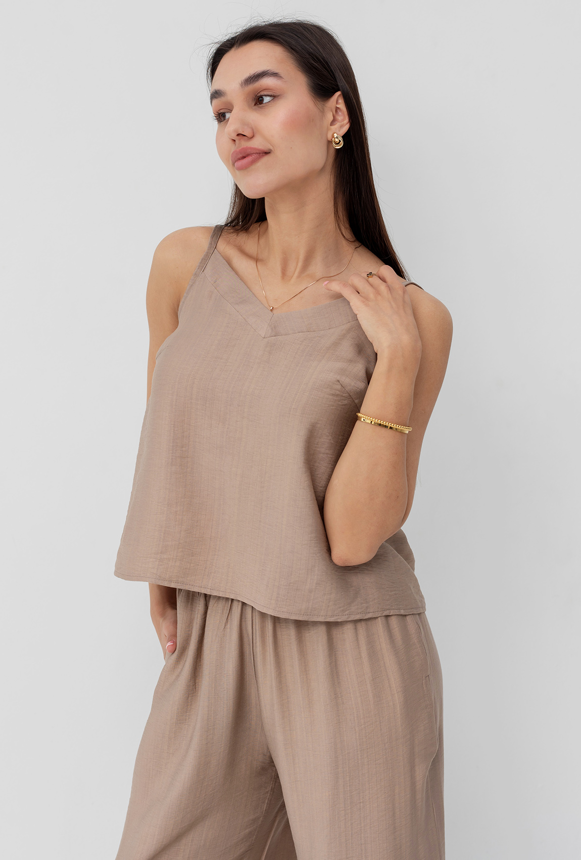 Бежевый костюм кимоно тройка —  517495. Maritel. Изображенние 6