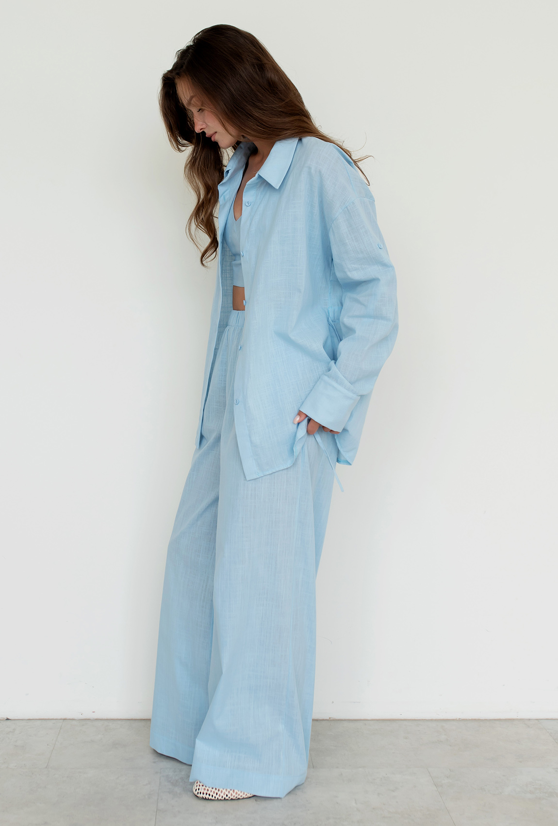Блакитний лляний костюм  —  812851. Maritel. Зображення 1