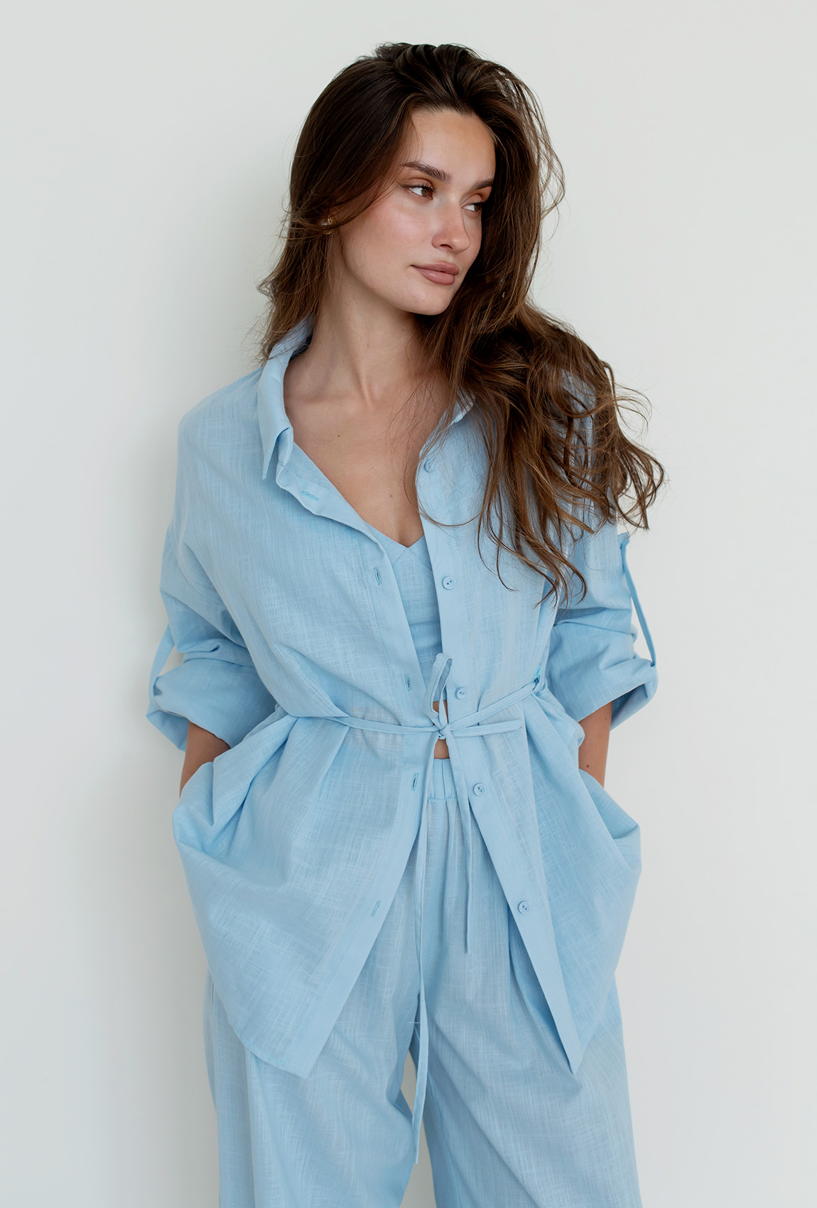 Блакитний лляний костюм  —  812851. Maritel. Зображення 3