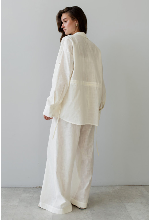 Молочный льняной костюм — 177601. Maritel. Изображенние 2 Молочный льняной костюм — 177601. Maritel. Изображенние 2