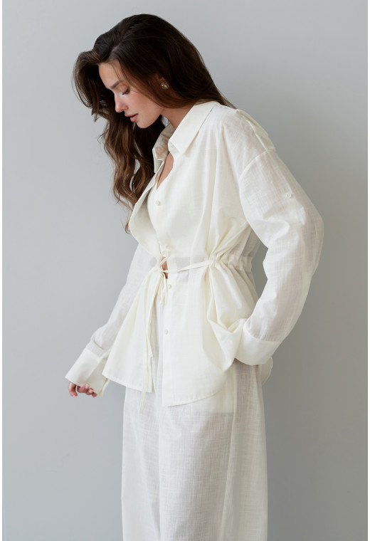 Молочный льняной костюм — 177601. Maritel. Изображенние 4 Молочный льняной костюм — 177601. Maritel. Изображенние 4