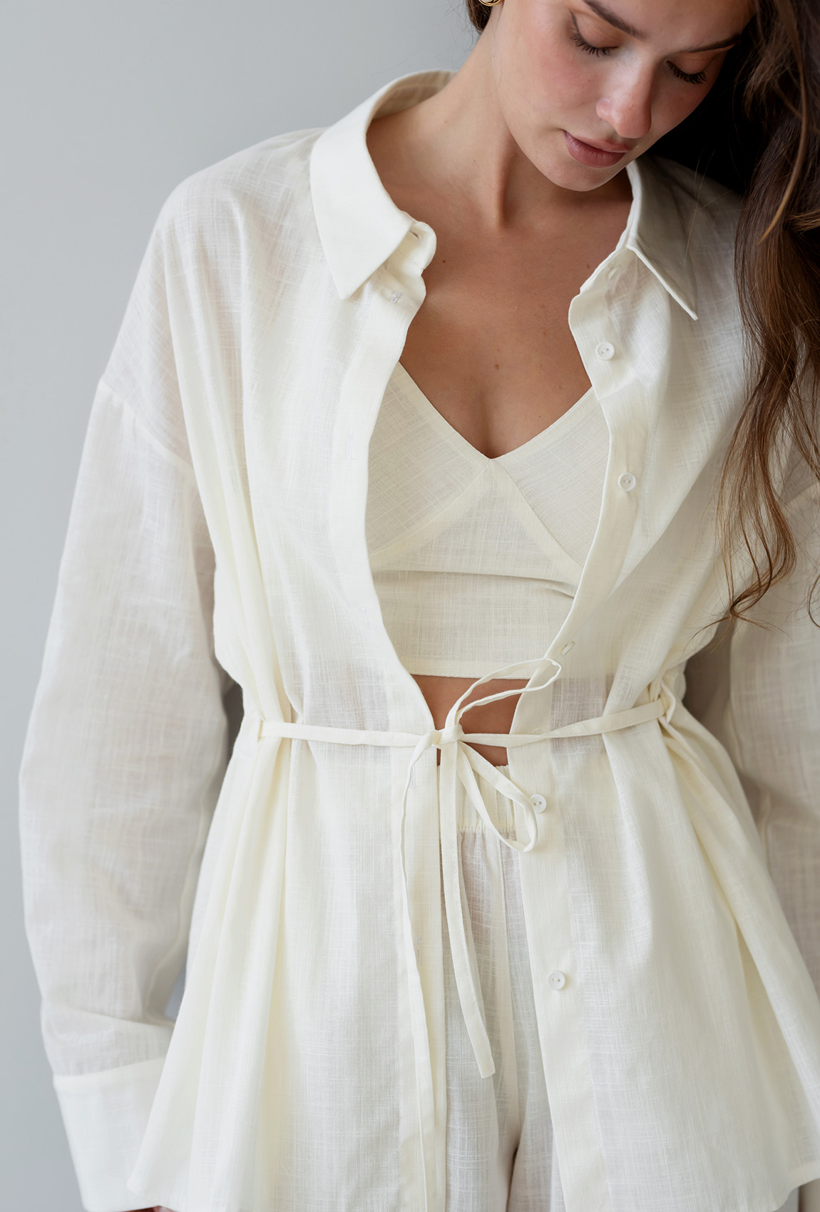 Молочный льняной костюм — 177601. Maritel. Изображенние 5 Молочный льняной костюм — 177601. Maritel. Изображенние 5