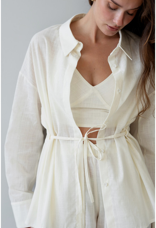 Молочный льняной костюм — 177601. Maritel. Изображенние 5 Молочный льняной костюм — 177601. Maritel. Изображенние 5