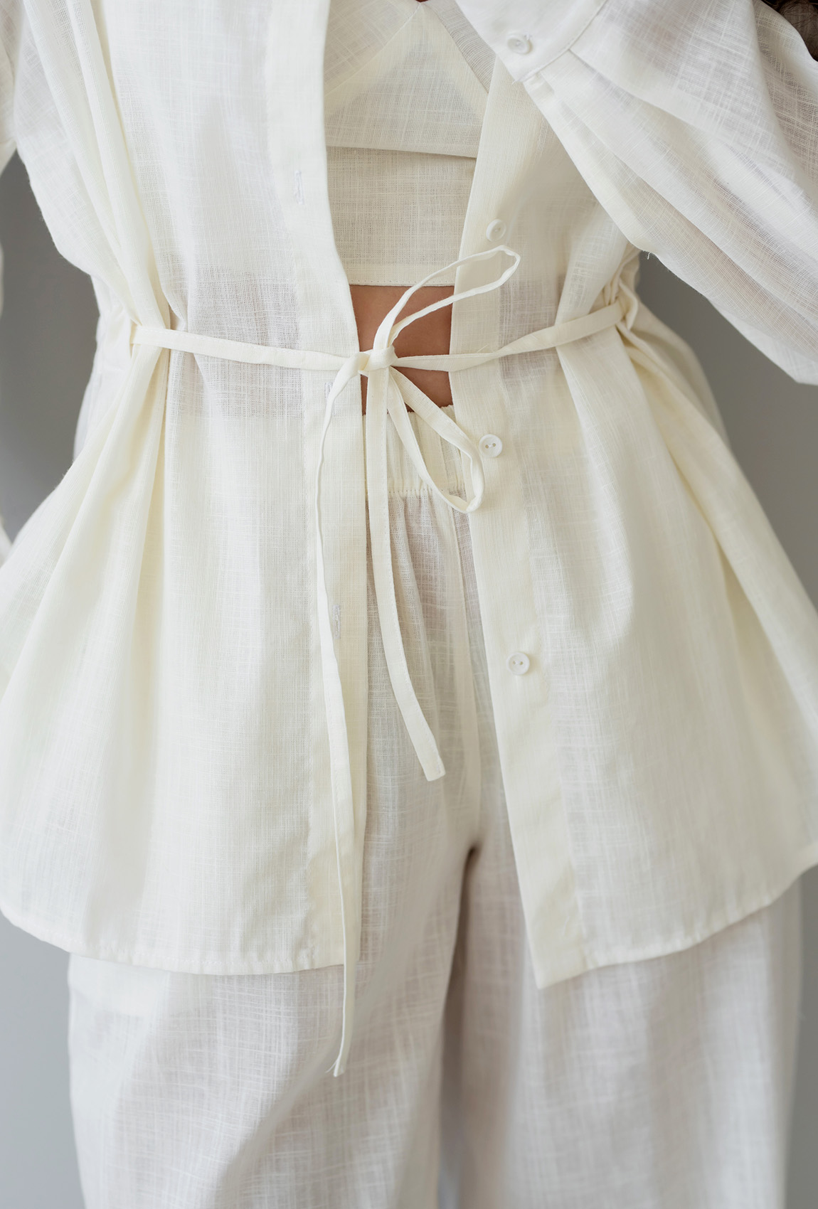 Молочный льняной костюм — 177601. Maritel. Изображенние 6 Молочный льняной костюм — 177601. Maritel. Изображенние 6