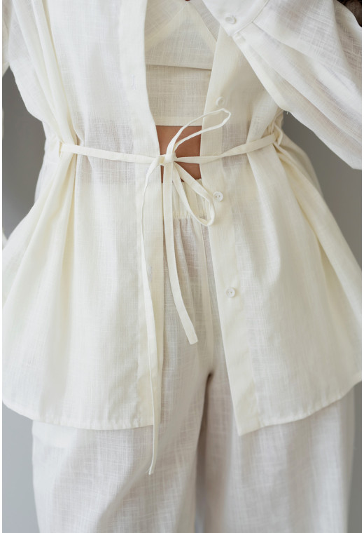 Молочный льняной костюм — 177601. Maritel. Изображенние 6 Молочный льняной костюм — 177601. Maritel. Изображенние 6