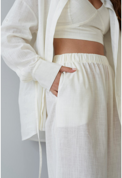 Молочный льняной костюм — 177601. Maritel. Изображенние 7 Молочный льняной костюм — 177601. Maritel. Изображенние 7