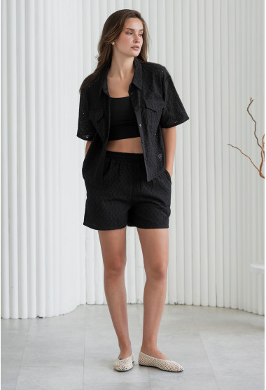 Черный костюм прошва с шортами. Maritel. Изображенние 7