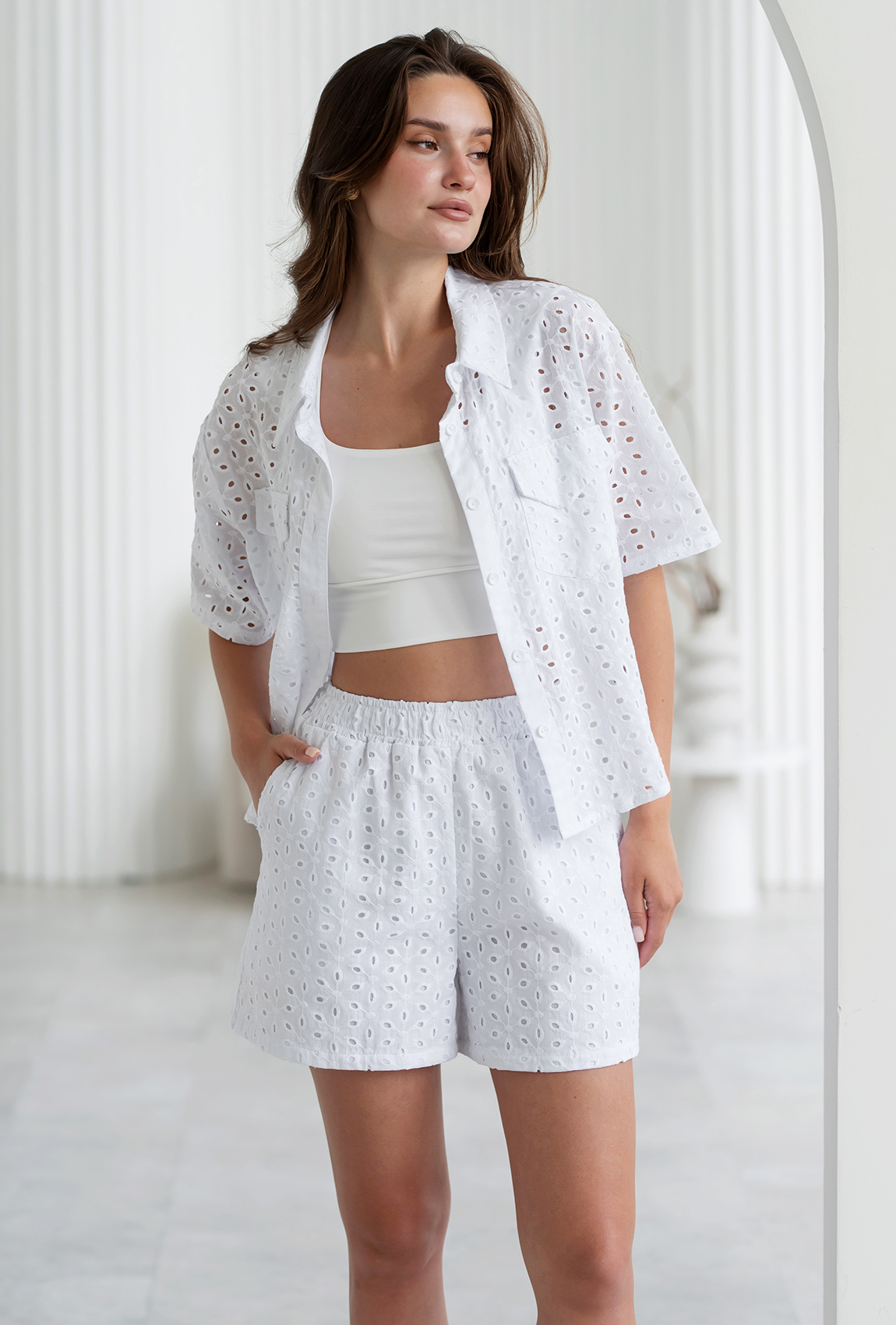 Молочный костюм прошва с шортами —  813175. Maritel. Изображенние 3