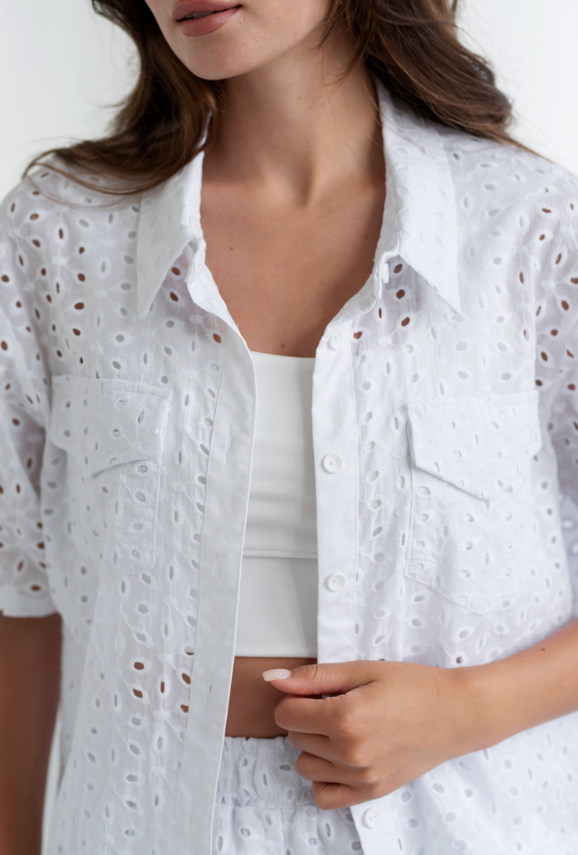 Молочный костюм прошва с шортами —  813175. Maritel. Изображенние 4