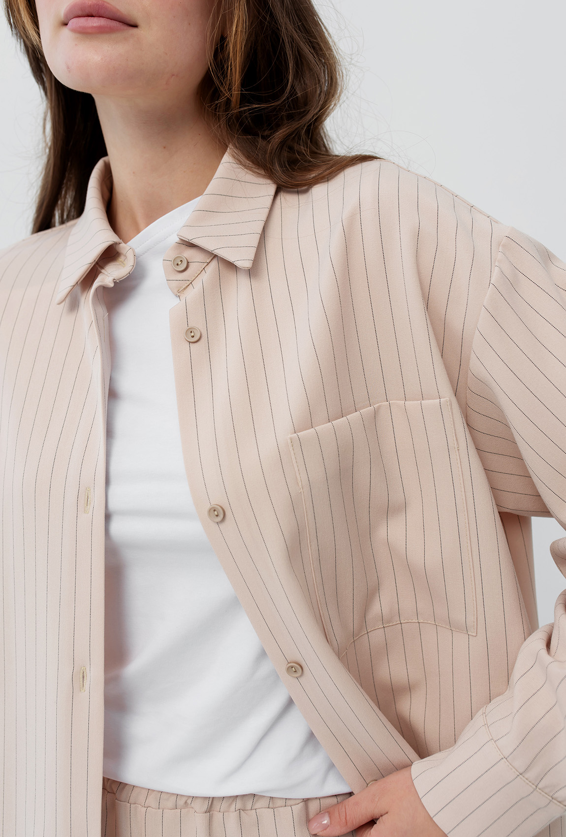 Бежевий костюм у смужку —  594276. Maritel. Зображення 5