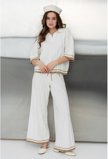 Молочный вязаный костюм. Maritel. Изображенние 1