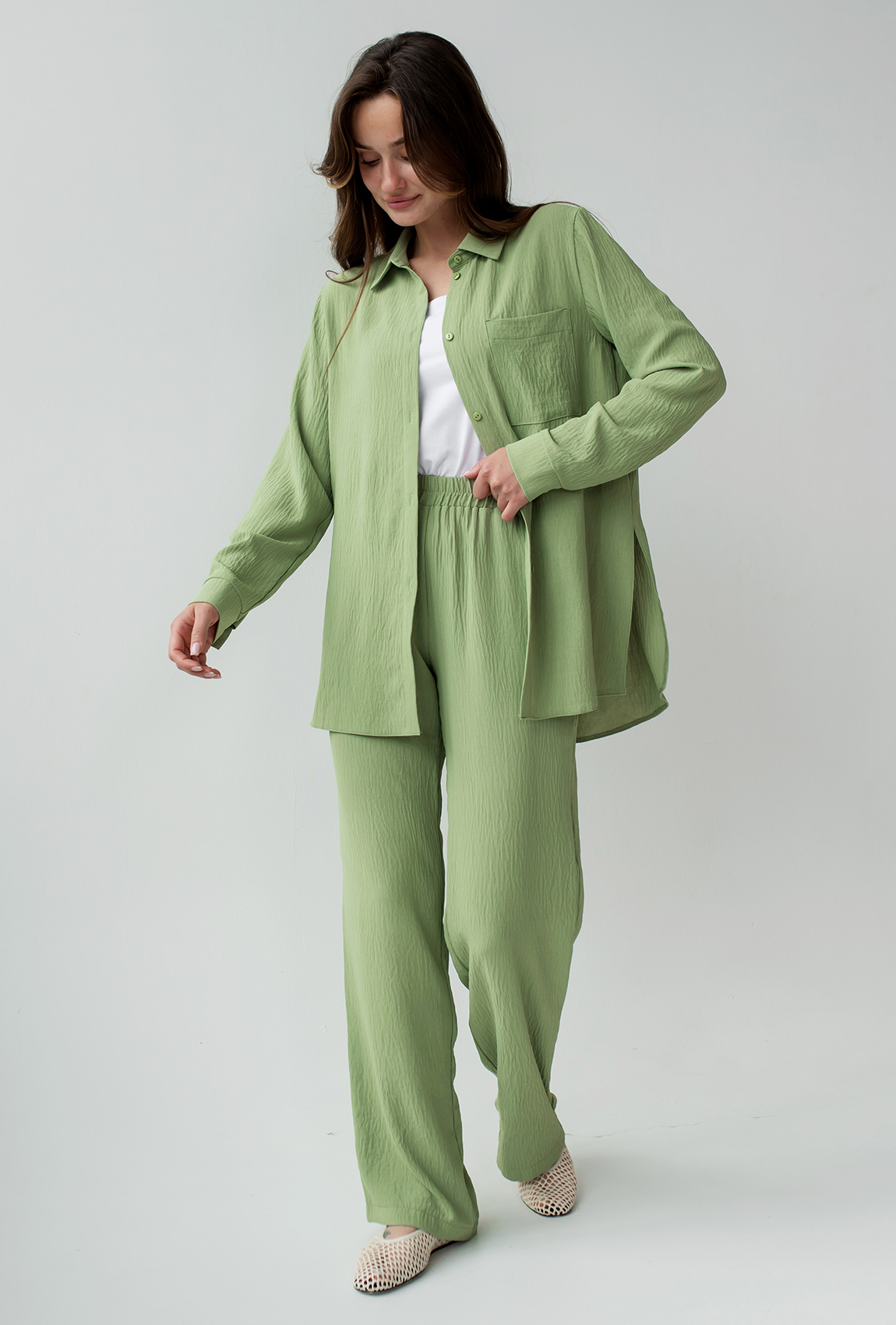 Оливковий костюм жатка —  963048. Maritel. Зображення 3